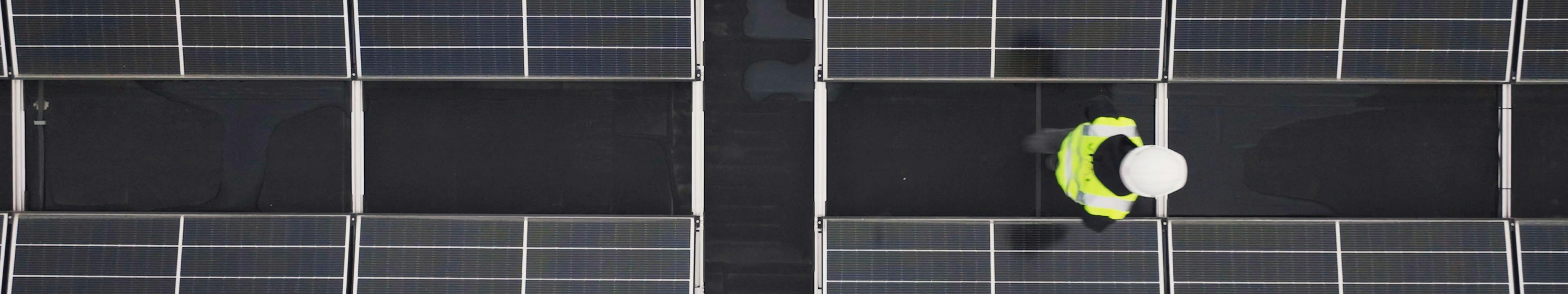 Overhead view of solar panels